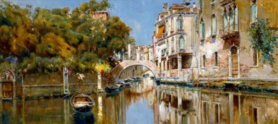 Canal Velencében a napsütésben alkotó: Antonio Maria de Reyna Manescau