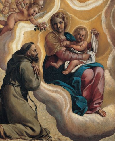 Madonna a gyermekkel és Szent Ferenccel alkotó: Antonio Marziale Carracci
