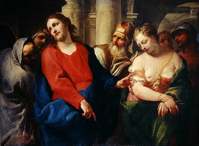 A házasságtörőnő Krisztus előtt (olaj, vászon) alkotó: Antonio Molinari
