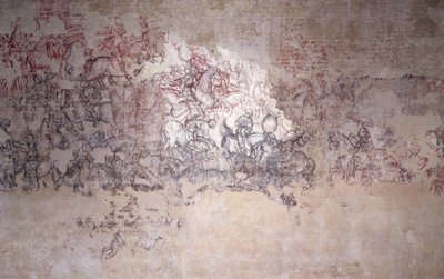 Csatatorna, falfestmény töredéke a Sala del Pisanello-ból (korábban Sala dei Principi) (sinópia) alkotó: Antonio Pisanello