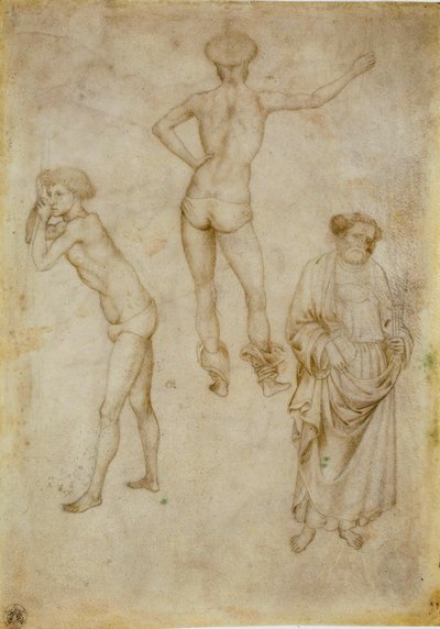 "Figures masculines et saint Pierre" (Két férfialak tanulmány és Szent Péter) Etude Dessin d