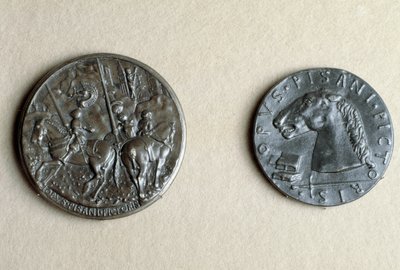 Francesco Sforza, Cremona urának kitüntetése lóháton (bronz) alkotó: Antonio Pisanello
