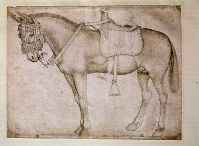 Öszvér hám. Antonio Pisano dit il Pisanello rajza (1380-1455) alkotó: Antonio Pisanello