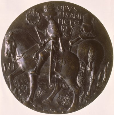 Portré érem, hátoldalon Gianfrancesco Gonzaga 13945-1444 lovon, 1446-8 bronz az előlapon lásd: 96843 alkotó: Antonio Pisanello