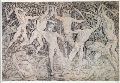 Meztelen harcosok harca Antonio Pollaiolo (Pollaiuolo vagy Benci) rajza (kb. 1431-1498) 1470 Nyomtatási és Rajzok Tanszék, Uffizi Firenze alkotó: Antonio Pollaiuolo