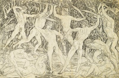 Aktok harcban, Antonio del Pollaiuolo (kb. 1431-1498), metszet alkotó: Antonio Pollaiuolo