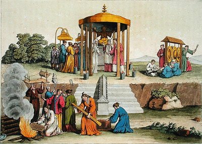 Japán esküvői szertartás, illusztráció Giulio Ferrario „Le Costume Ancien et Moderne” című művéből, az 1820-as és 30-as évek körül megjelent (színes metszet) alkotó: Antonio Rancati