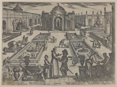 Április: Egy kert (A tizenkét hónap I) alkotó: Antonio Tempesta