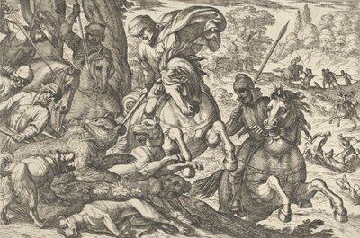 Medvevadászat, a „Vadászati jelenetek VI”-ból, 1609. alkotó: Antonio Tempesta