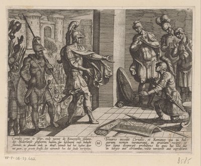 Cerialis megbocsát a római katonáknak, akik segítették Julius Civilist Bataviai háborúk a rómaiak ellen (sorozat címe) Batavorum cum Romanis Bellum (sorozat címe) alkotó: Antonio Tempesta