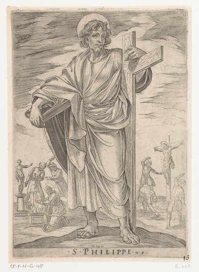 Szent Fülöp S. Philippe (cím a tárgyon) Krisztus, Mária és az apostolok (sorozat címe) alkotó: Antonio Tempesta