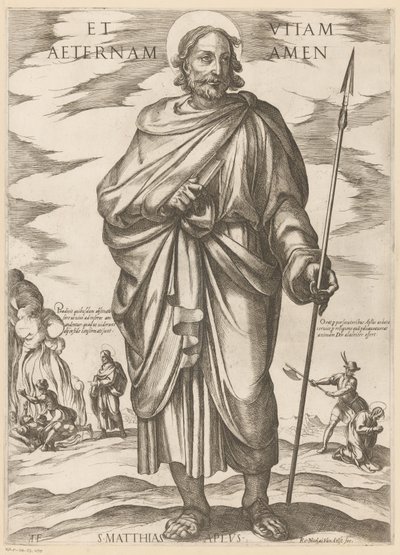 Szent Mátyásról És az örök élet ámen (cím a tárgyon) Krisztus, Mária en de apostle (sorozat címe) alkotó: Antonio Tempesta