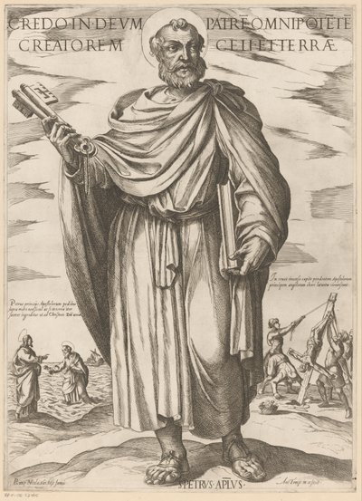 Szent Péteré Hiszek Istenben, a menny és föld mindenható teremtőjében (cím a tárgyon) Krisztus, Mária en de apostle (sorozat címe) alkotó: Antonio Tempesta