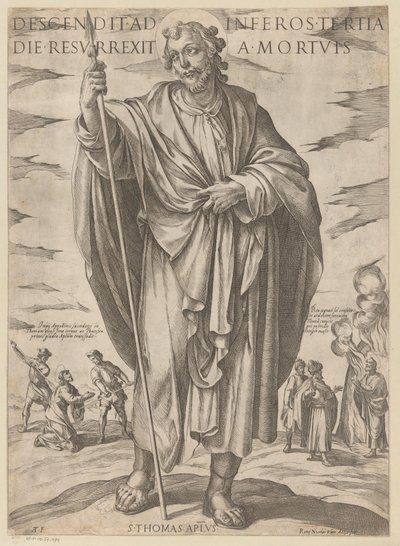Szent Tamásé Leszállt a pokolba a halálból feltámadt harmadik napon (cím a tárgyon) Krisztus, Mária en de apostle (sorozat címe) alkotó: Antonio Tempesta