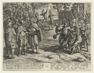 Az öreg bataviai férfiak levásárolják a rómaiak szolgálatát, 69-70 The Batavian Revolt (sorozat címe) Batavorum cum Romanis Bellum, à Corn. Tacito / The Batavian Oft Old Holland Warhe a Romeynen ellen (sorozat címe a tárgyon) alkotó: Antonio Tempesta