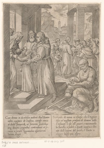 H. Antonius elviszi nővérét az apácákhoz Nagy Szent Antal élete (sorozat címe) alkotó: Antonio Tempesta