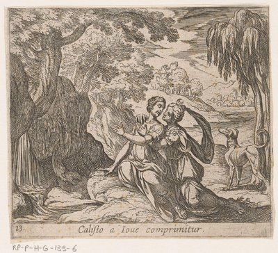 Jupiter és Callisto Callistót összezúzta a Jupiter (cím a tárgyon) Metamorfózis vagy átalakulások (sorozat címe) Metamorfosen van Ovidius (sorozat címe) alkotó: Antonio Tempesta