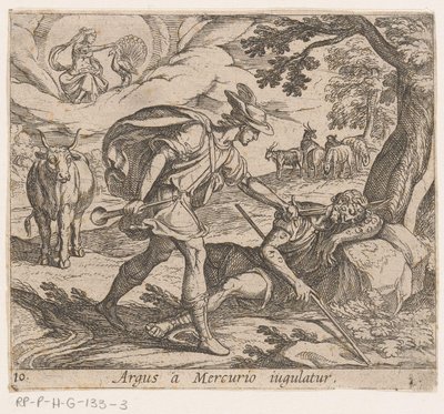 Mercury doodt Argus Argust megfojtotta a Merkúr (cím a tárgyon) Metamorfózis vagy átalakulások (sorozat címe) Metamorfosen van Ovidius (sorozat címe) alkotó: Antonio Tempesta