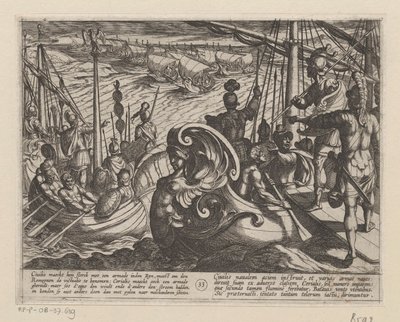 Holland és római hajók a Rajnán Bataviai háborúk a rómaiak ellen (sorozat címe) Batavorum cum Romanis Bellum (sorozat címe) alkotó: Antonio Tempesta