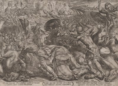 10. tábla: Jerikó bukása, „Az Ószövetség csatái” c. 1..., kb. 1590-kb. 1610. alkotó: Antonio Tempesta
