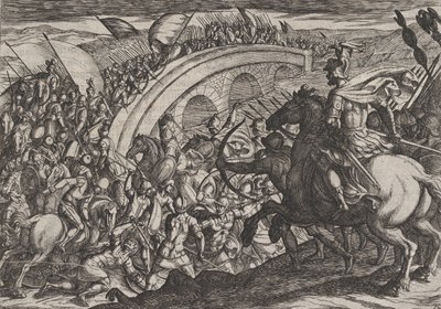11. tábla: Civilis csapatai átkelve a Maas folyón, A rómaiak háborúja a ... ellen, 1611-ből. alkotó: Antonio Tempesta