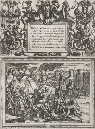 12. tábla: Illusztráció a XII. énekhez, Torquato Tasso Gerusalemme liberata ... című művéből, kb. 1590-1630. alkotó: Antonio Tempesta