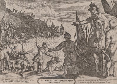 13. tábla: Gideon a katonáit választva, az Ószövetség csatáiból..., kb. 1590-kb. 1610. alkotó: Antonio Tempesta