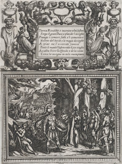 18. tábla: Illusztráció a XVIII. énekhez, Torquato Tasso „Gerusalemme liberat...” című művéből, kb. 1590-1630. alkotó: Antonio Tempesta