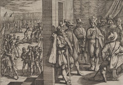 18. tábla: Civilis titkos találkozója más trieri vezetőkkel, A római háborúból..., 1611. alkotó: Antonio Tempesta