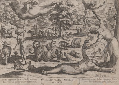 1. tábla: Cain Killing Abel, az Ószövetség csatáiból, kb. 1590..., kb. 1590-kb. 1610. alkotó: Antonio Tempesta