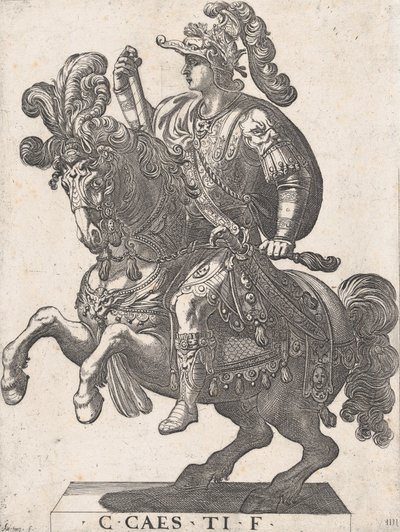 4. tábla: Gaius császár lóháton, az „Első tizenkét római császár”-ból, 1596. alkotó: Antonio Tempesta
