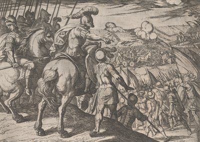 5. tábla: Sándor csatát irányít, Nagy Sándor tetteiből, 1608., alkotó: Antonio Tempesta
