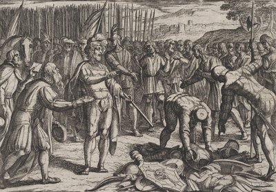 7. tábla: Német követek látogatják Civilis, A rómaiak háborúja a Batavians ellen, 1611. alkotó: Antonio Tempesta