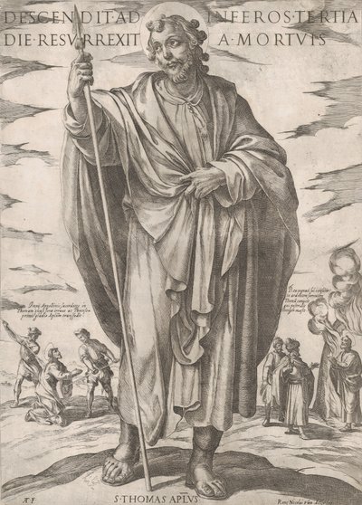 Szent Tamás, a „Krisztus, Mária és az apostolok” című könyvből, 16. század vége. alkotó: Antonio Tempesta