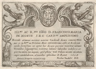 A Herkules munkássága Francesco Ma... bíboros karjaival című sorozat címtáblája, 1608. alkotó: Antonio Tempesta