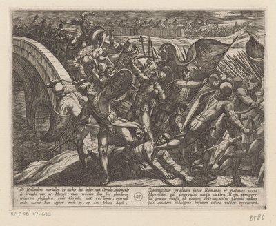 Meglepetés támadás a Mosel-menti római tábor ellen Bataviai háborúk a rómaiak ellen (sorozat címe) Batavorum cum Romanis Bellum (sorozat címe) alkotó: Antonio Tempesta