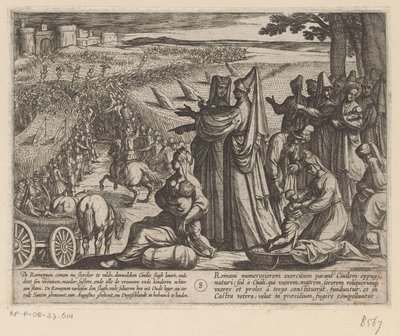 Nők és gyerekek nézik, ahogy Julius Civilis legyőzi a rómaiakat Bataviai háborúk a rómaiak ellen (sorozat címe) Batavorum cum Romanis Bellum (sorozat címe) alkotó: Antonio Tempesta