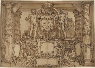 Építészeti falterv IV. Henrik, a gall Herkules tiszteletére alkotó: Antonio Tempesta or Agostino Ciampelli