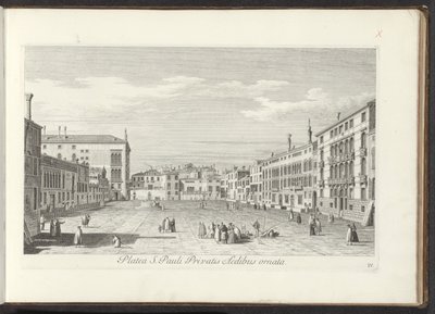 Gezicht op Campo San Polo te Venetië Magánházakkal díszített Szent Pál tér (cím a tárgyon) Gezichten op bugemenen en pleinen in Venetië (sorozat címe) Velence városának híresebb kilátásai az Antonius-csatorna 38-as tábláiról, amelyeket Antonio nyomtatott k alkotó: Antonio Visentini