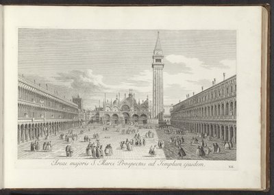 Gezicht op het San Marcoplein en de San Marco te Venetië A Szent Márk Prospektus nagyobb területe ugyanahhoz a templomhoz (cím az objektumon) Gezichten op bugemenen en pleinen in Venetië (sorozat címe) Velence városának leghíresebb kilátásai az Antonius-cs alkotó: Antonio Visentini