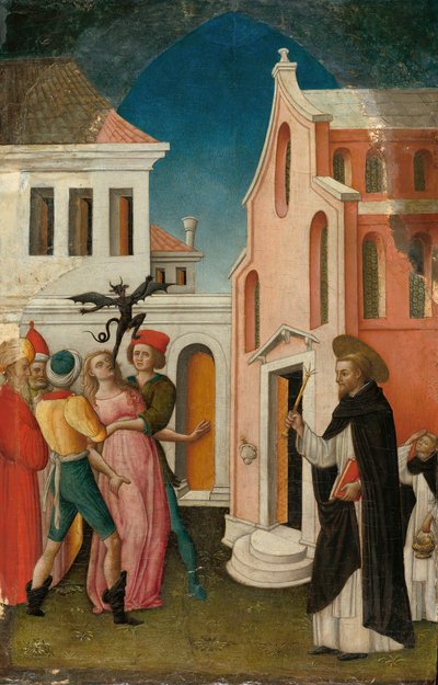 Szent Péter vértanú egy ördögtől megszállt nőt ördögűz, 144555. alkotó: Antonio Vivarini