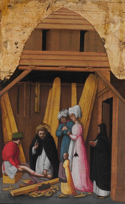 Szent Péter vértanú egy fiatal férfi lábát gyógyítja, kb. 1450. alkotó: Antonio Vivarini