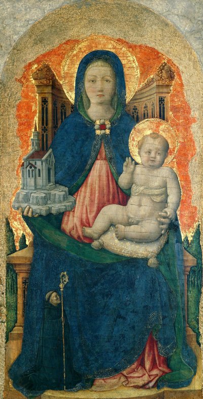 A Praglia poliptichonból trónoló szűz és gyermek c. 1448. alkotó: Antonio Vivarini