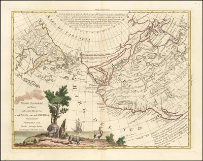 1776-os térkép - Az oroszok új felfedezései a Déli-tengertől északra Ázsiában és Amerikában egyaránt alkotó: Antonio Zatta