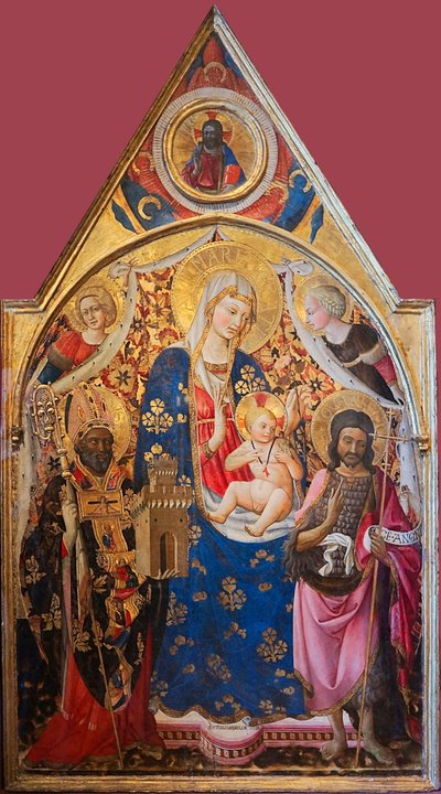 Madonna és gyermeke szentekkel trónolva


 Alternatív cím(ek): A szentek és a szentek a Szentek szentjével:   Gonfalon. A jobb oldal: Keresztelő Szent János és angyalok. Felső rész - Krisztus áldása. A hátoldal: Keresztrefeszítés Szűz Máriával és Szent Ján alkotó: Antonio da Firenze