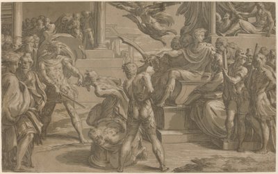 Szent Péter és Pál mártíromsága [recto] alkotó: Antonio da Trento after Parmigianino