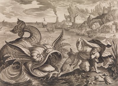 Jonah Cast on Shore by the Fish, kb. 1585 alkotó: Antonius Wierix