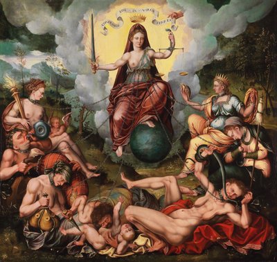 Justitia legyőzi a hét halálos bűnt, kb. 1600. alkotó: Antoon Claeissens