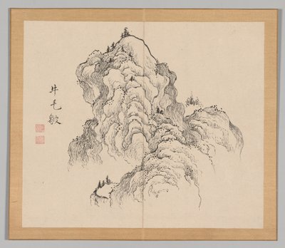 Double Album of Landscape Studies Ikeno Taiga után, 1. kötet 16. levél, 18. század. alkotó: Aoki Shukuya
