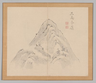 Double Album of Landscape Studies Ikeno Taiga után, 1. kötet 24. levél, 18. század. alkotó: Aoki Shukuya